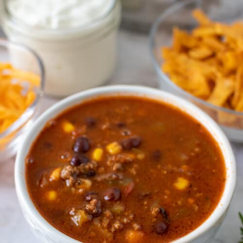 turkey taco soup in a bowl