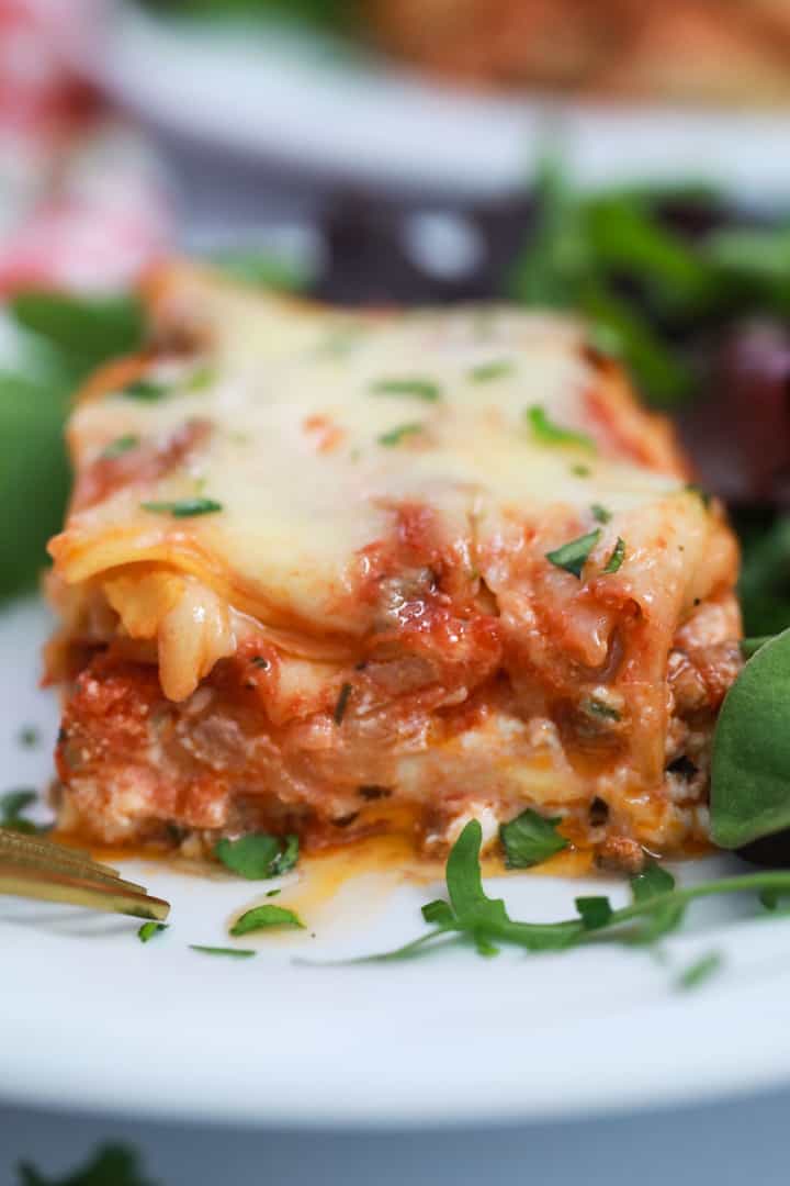 Lasagna sitting on a plate