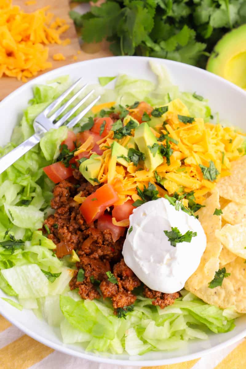 Ground Beef Taco Salad • The Diary of a Real Housewife