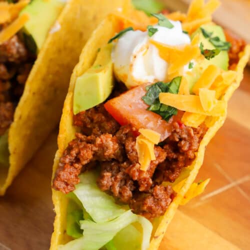 ground beef tacos in a shell