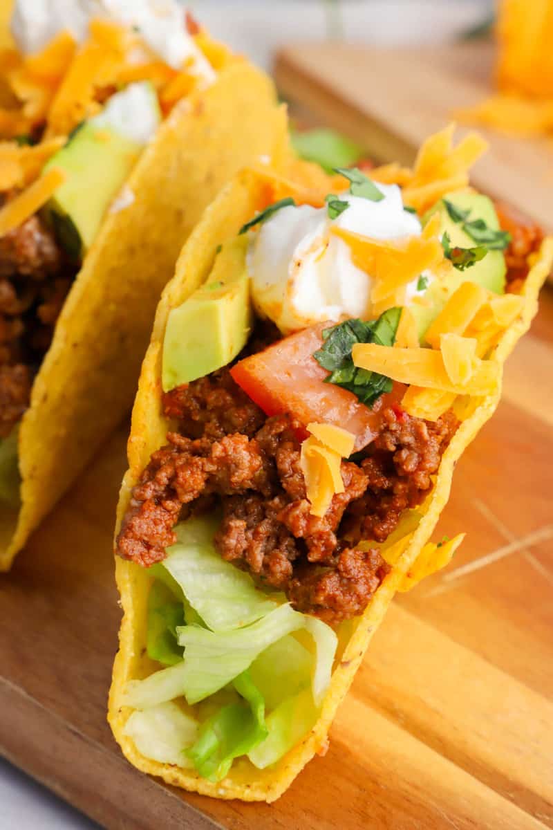 ground beef tacos in a shell