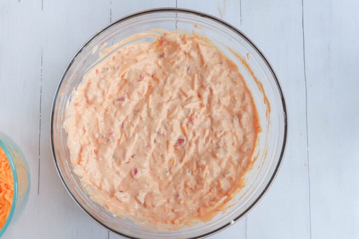 ingredients mixed up in clear bowl