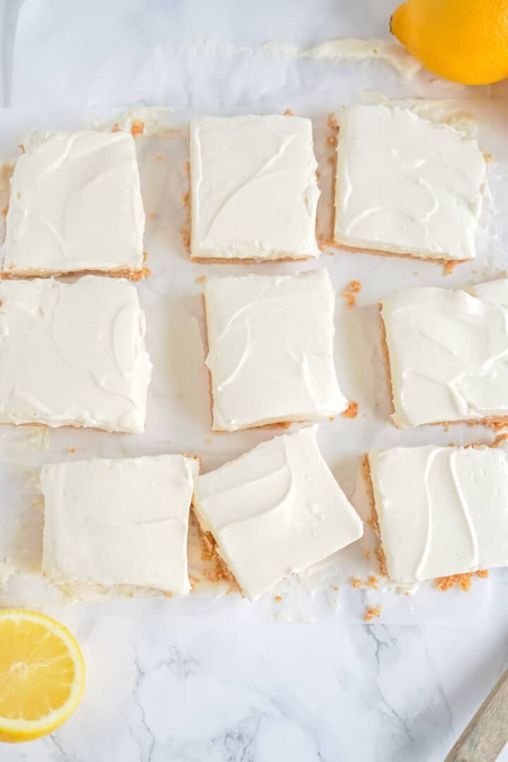 cheesecake bars diced into squares