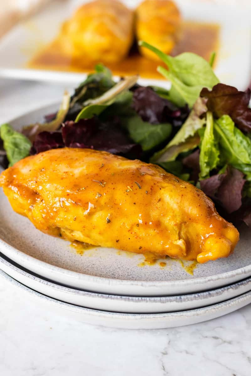 Honey Mustard Chicken on a white plate