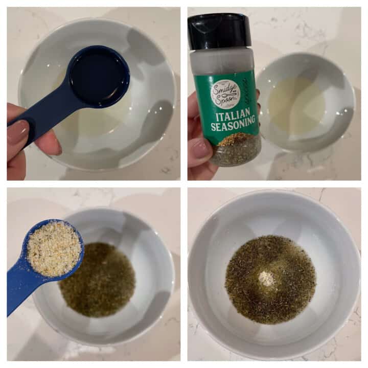 Mixing oil and spices in a small bowl for the potatoes