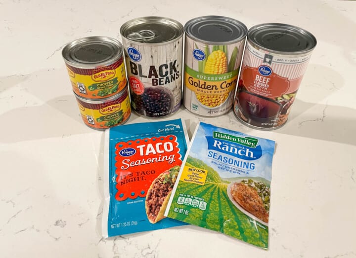 ingredients for making slow cooker taco soup.