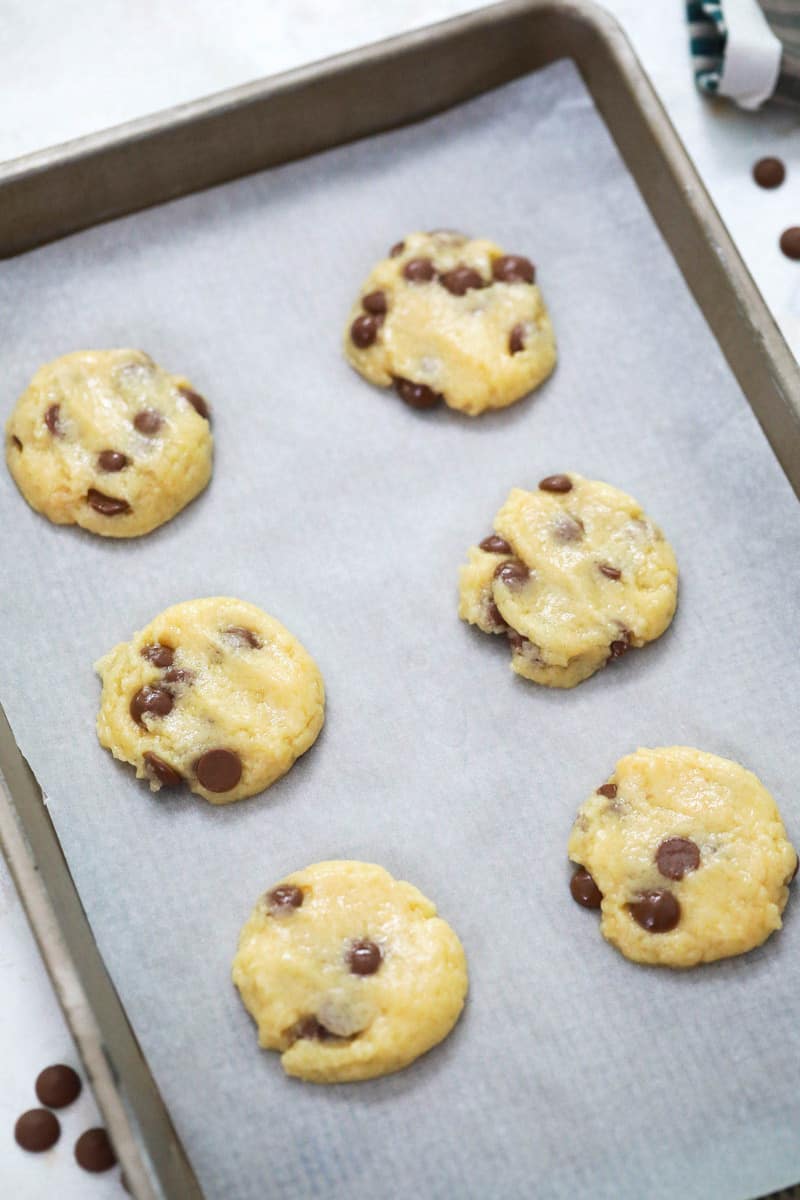 cake mix cookies on baking sheet