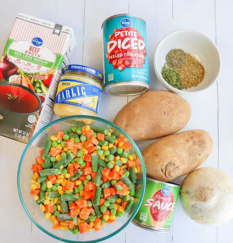 ingredients for vegetable soup
