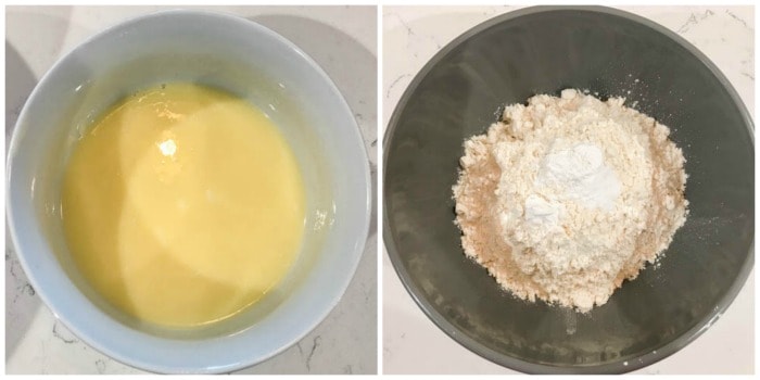 melting the butter and mixing with the sugars