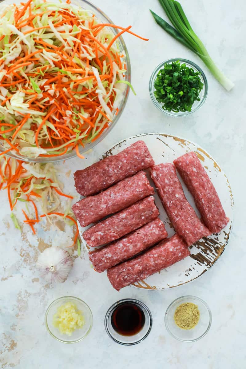 ingredients for egg roll in a bowl.