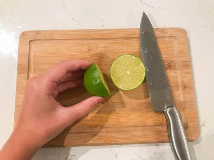slicing the lime for the juice