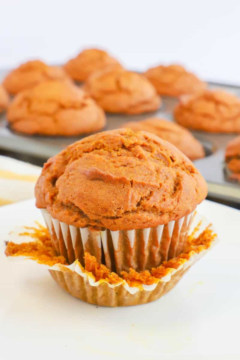 closeup of pumpkin muffin