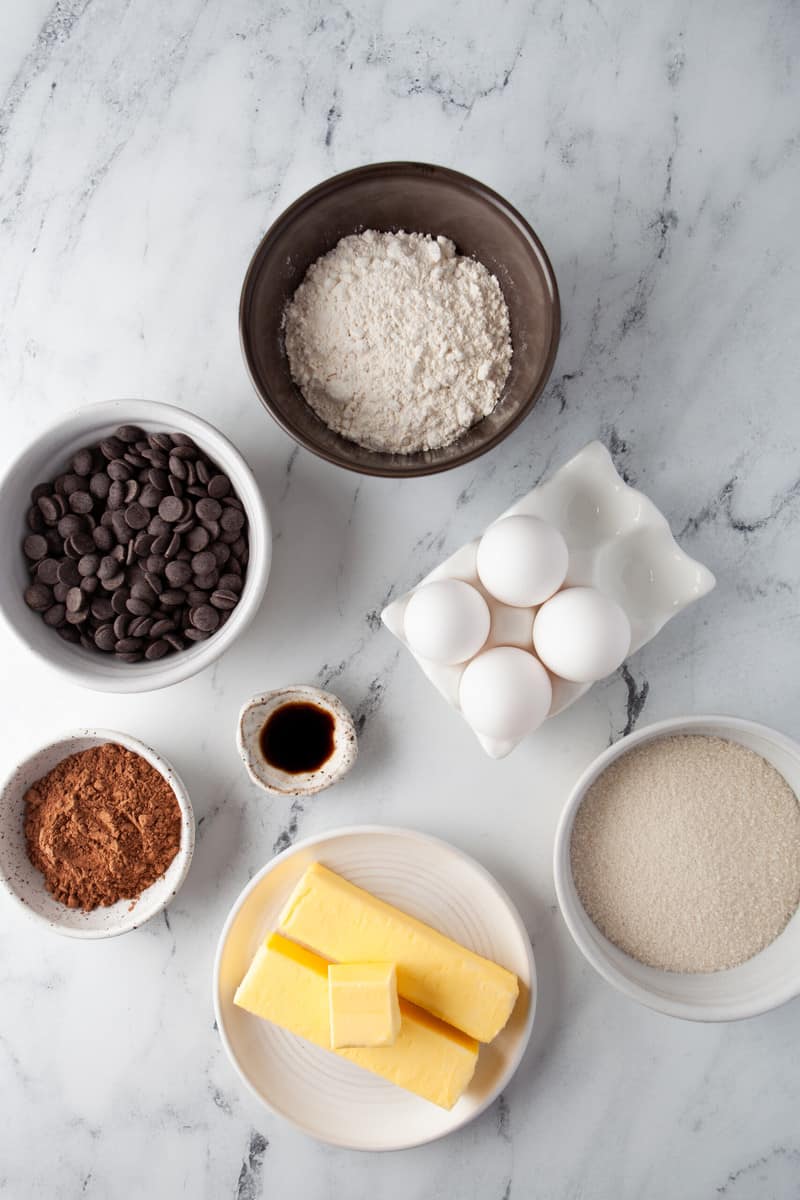 ingredients for classic brownie recipe.