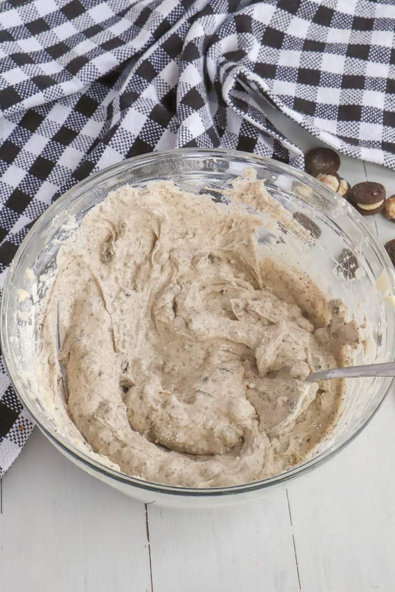 mixing in crushed oreos for icing