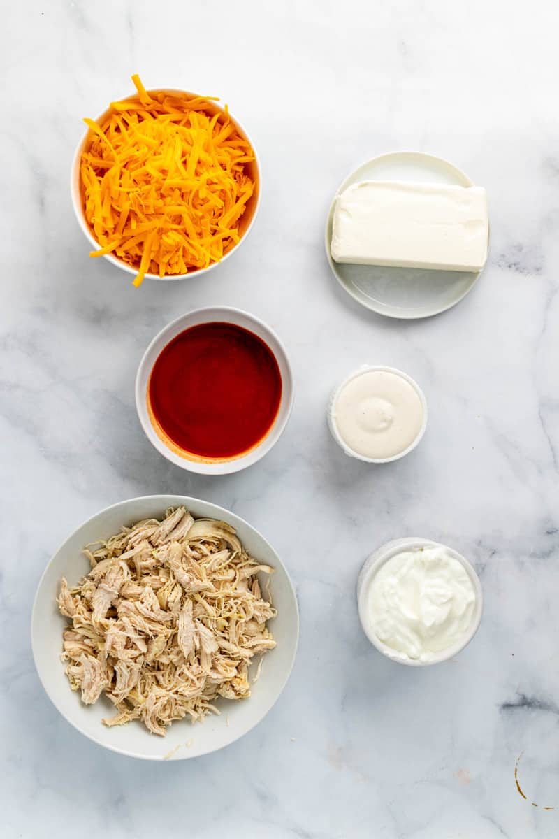ingredients for Buffalo chicken dip