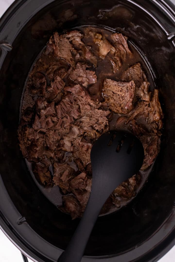 beef roast in slow cooker.