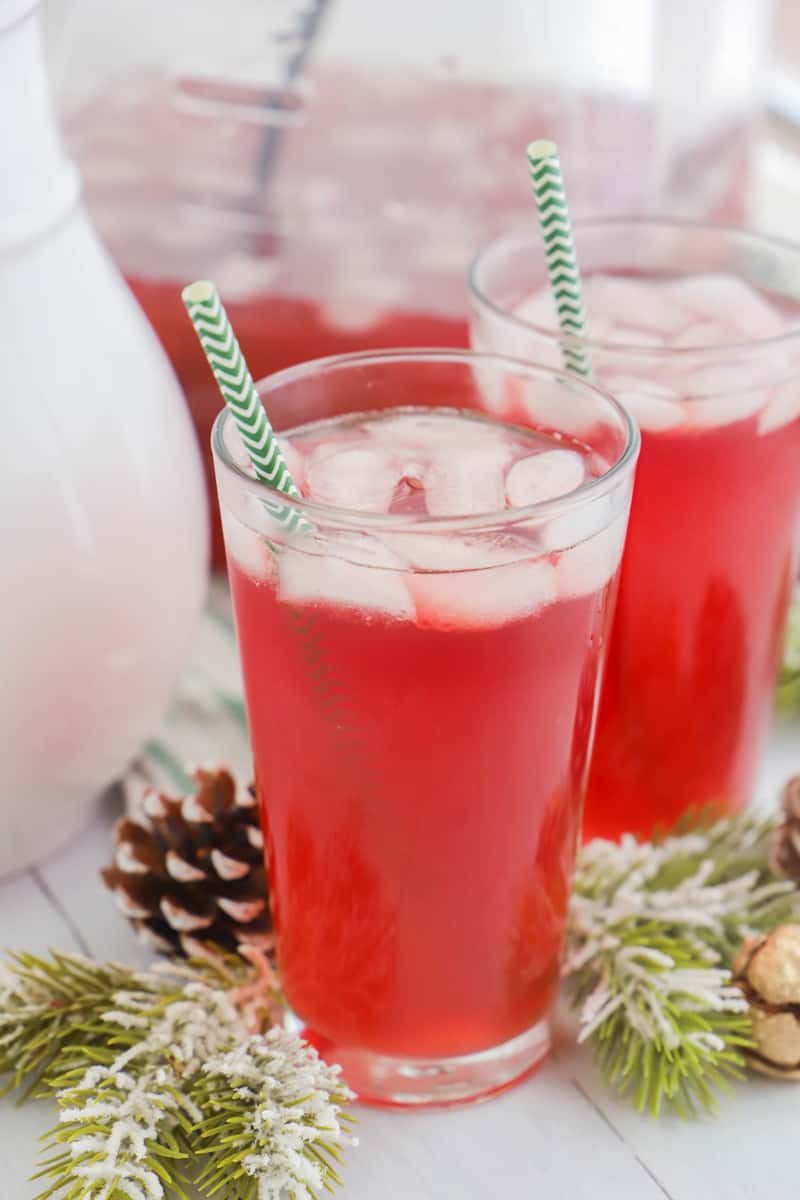 Christmas Punch in a glass with second glass behind it