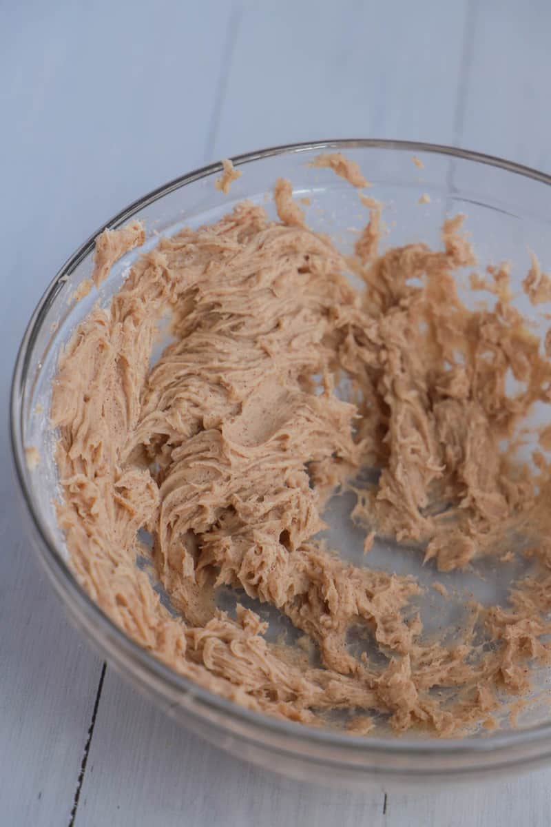 honey butter fully mixed in clear mixing bowl