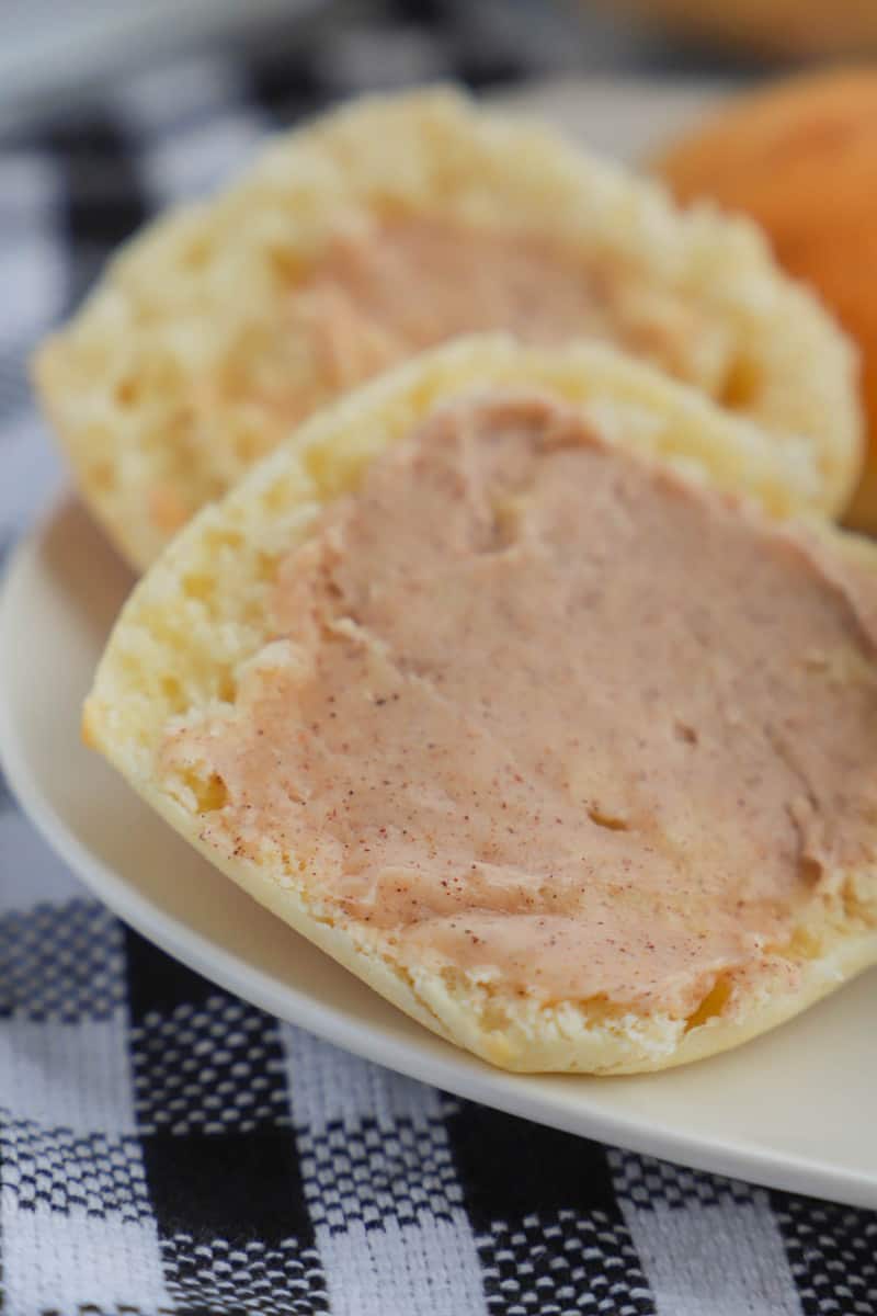 honey butter spread on a sliced roll