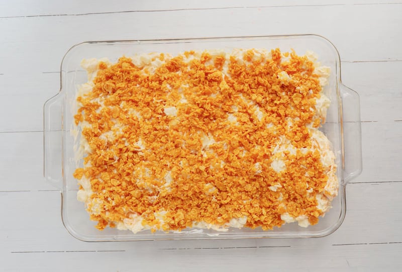funeral potatoes before baking in the oven