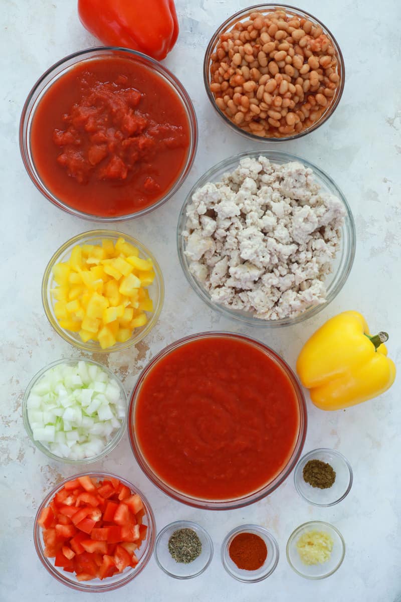 ingredients for slow cooker turkey chili.