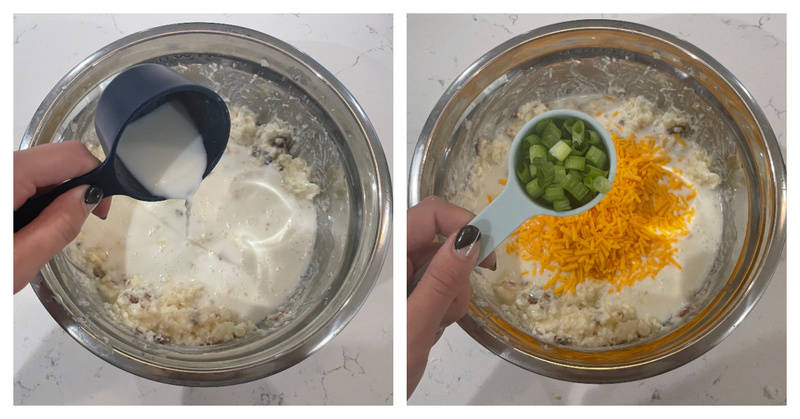 mixing up the potato filling
