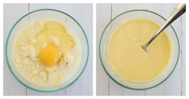 making cornbread mix for the top of the pie