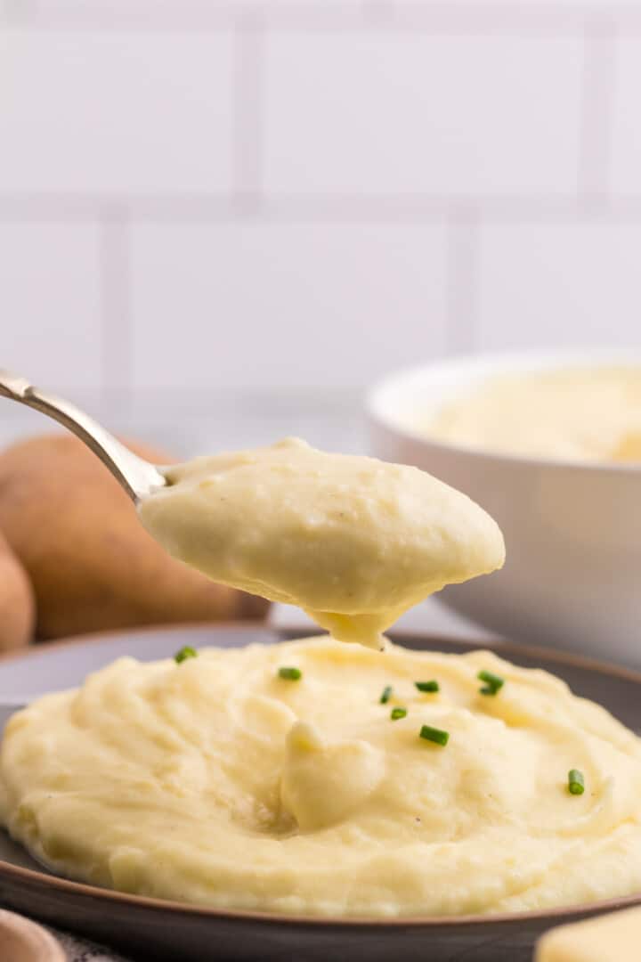 Cream Cheese Mashed Potatos on a spoon
