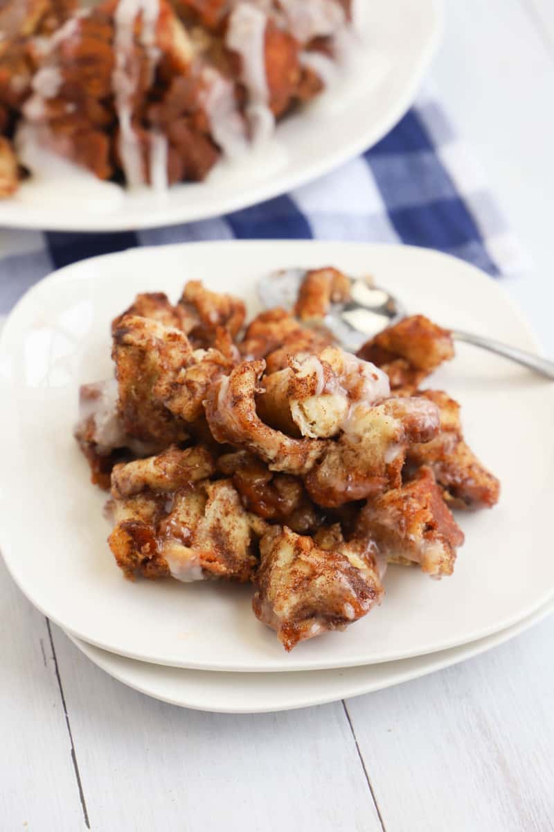 pieces of monkey bread on a white plate