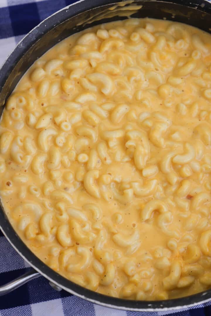 stovetop mac and cheese close up