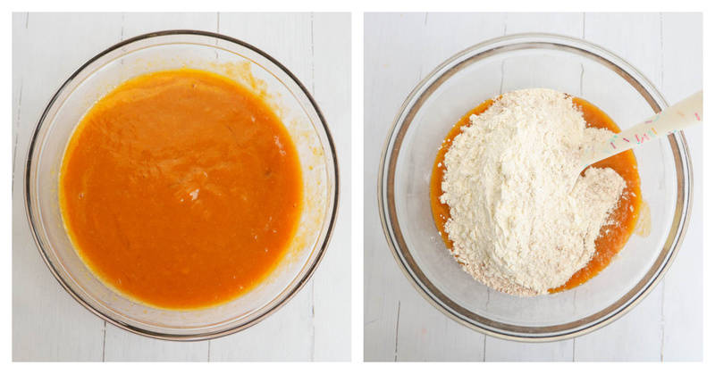 mixing wet and dry ingredients for the batter