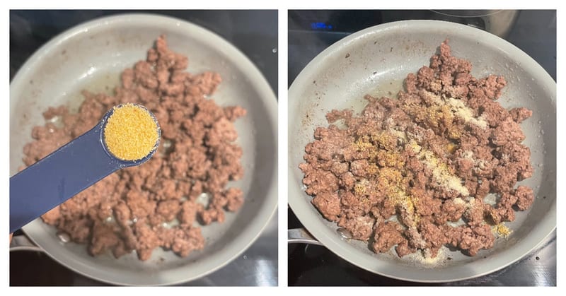 cooking and seasoning ground beef.