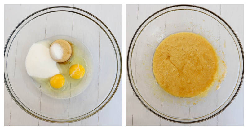 mixing together wet ingredients for cupcakes