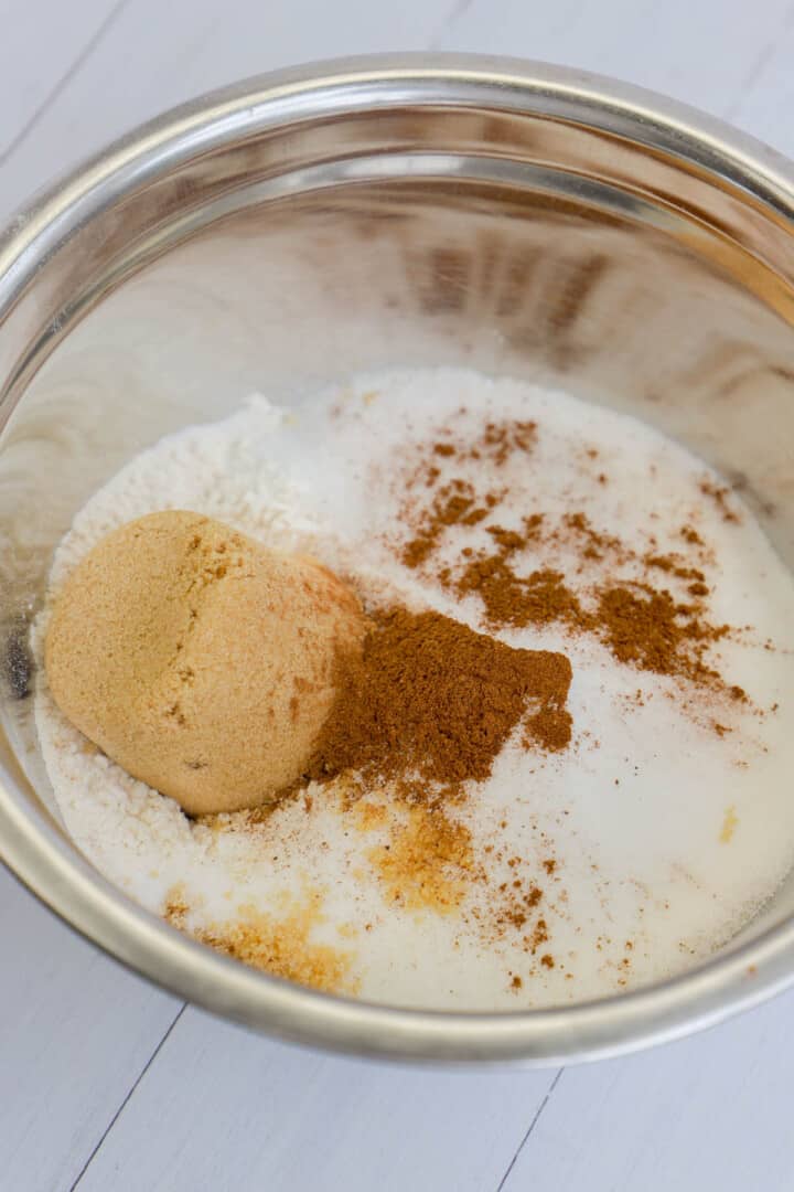 mixing together the sugar and spices