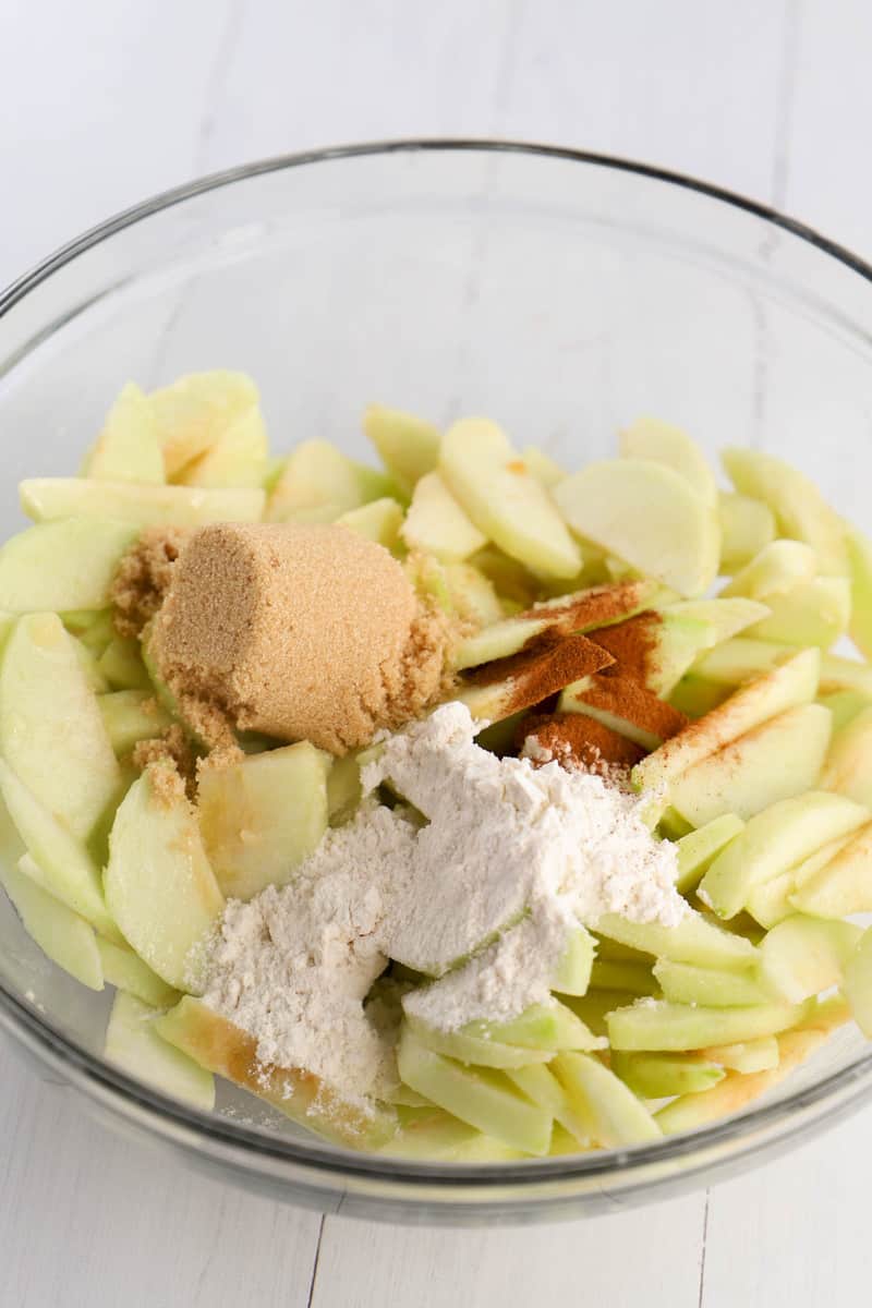 mixing remaining filling ingredients with the apples