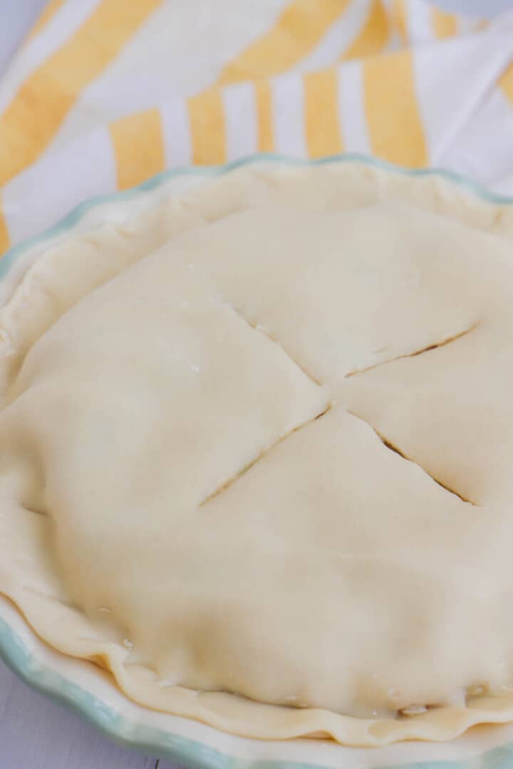 turkey pot pie covered with second pie crust