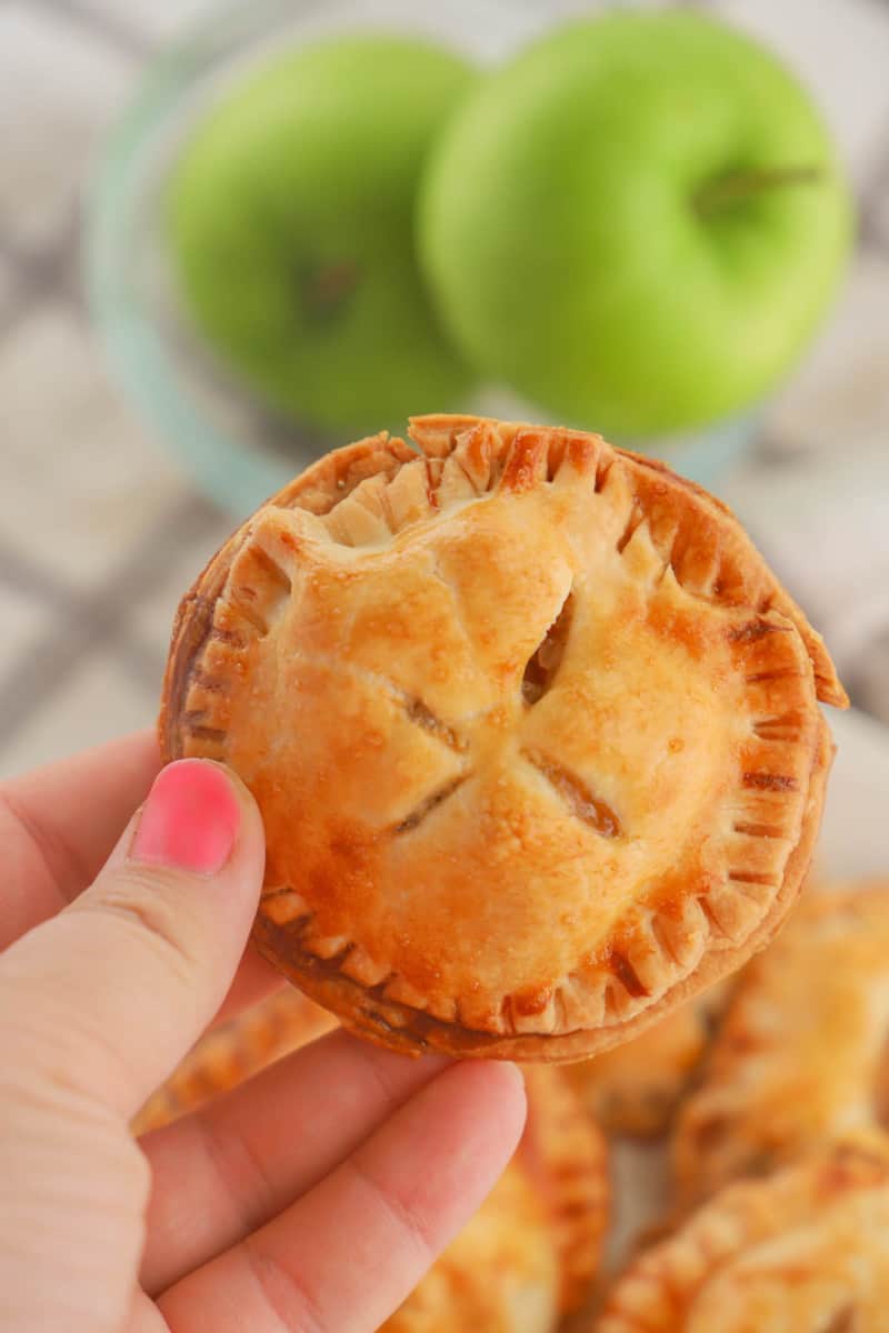 apple pie cookie in hand