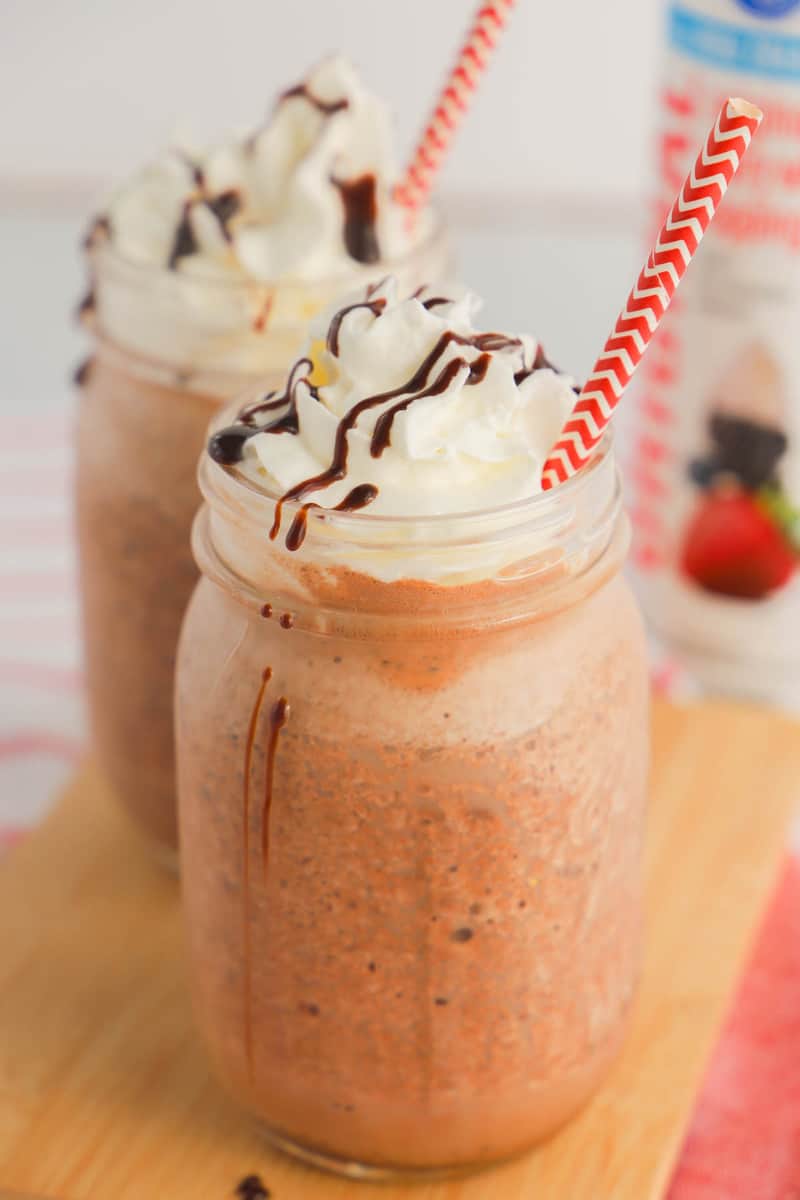 Frozen Hot Chocolate in mason jar