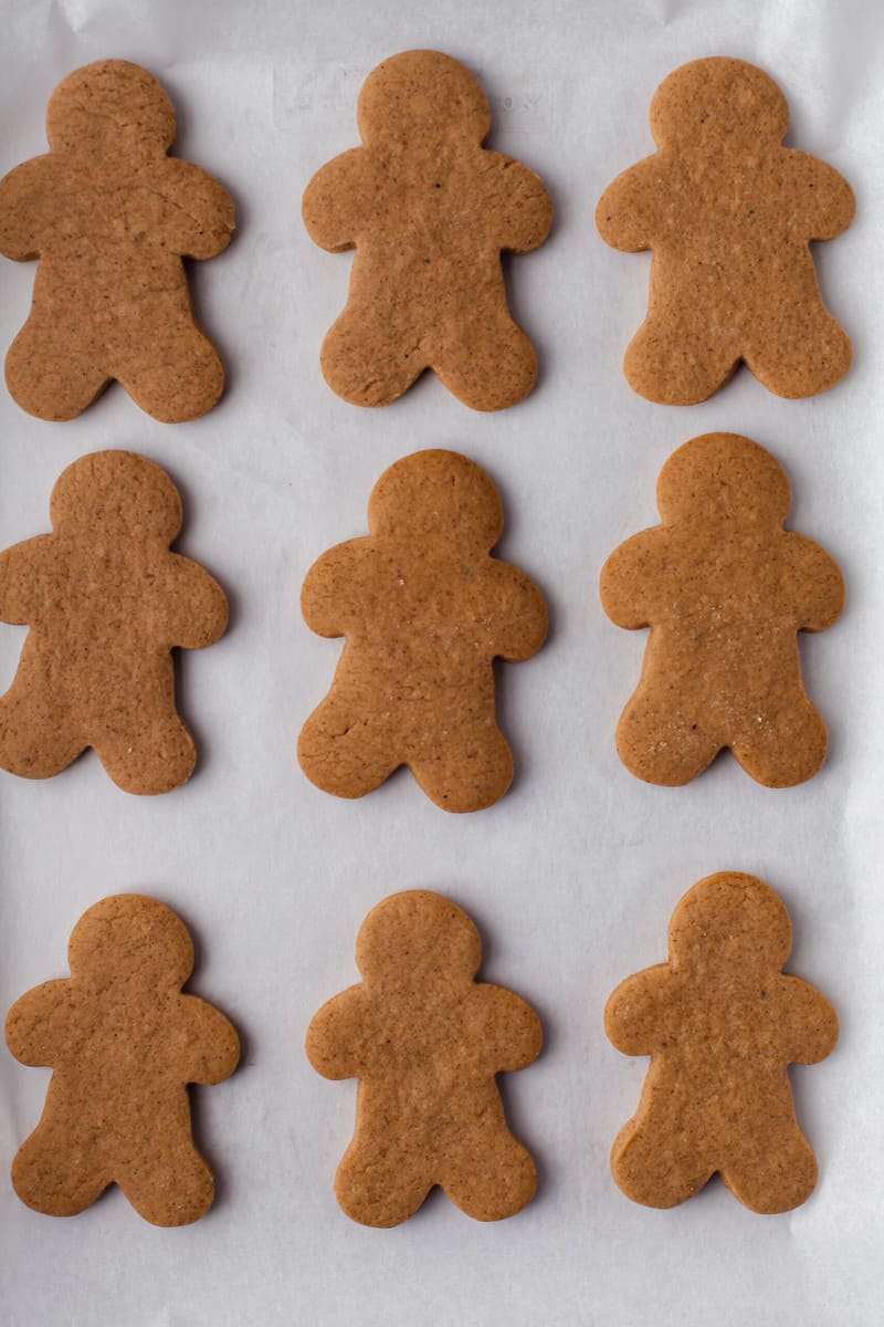 gingerbread men on baking sheet.