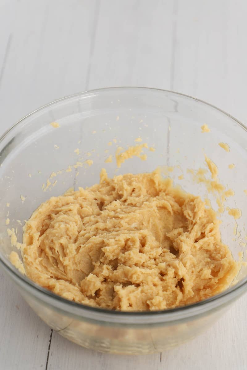 mixing the wet ingredients together for the dough