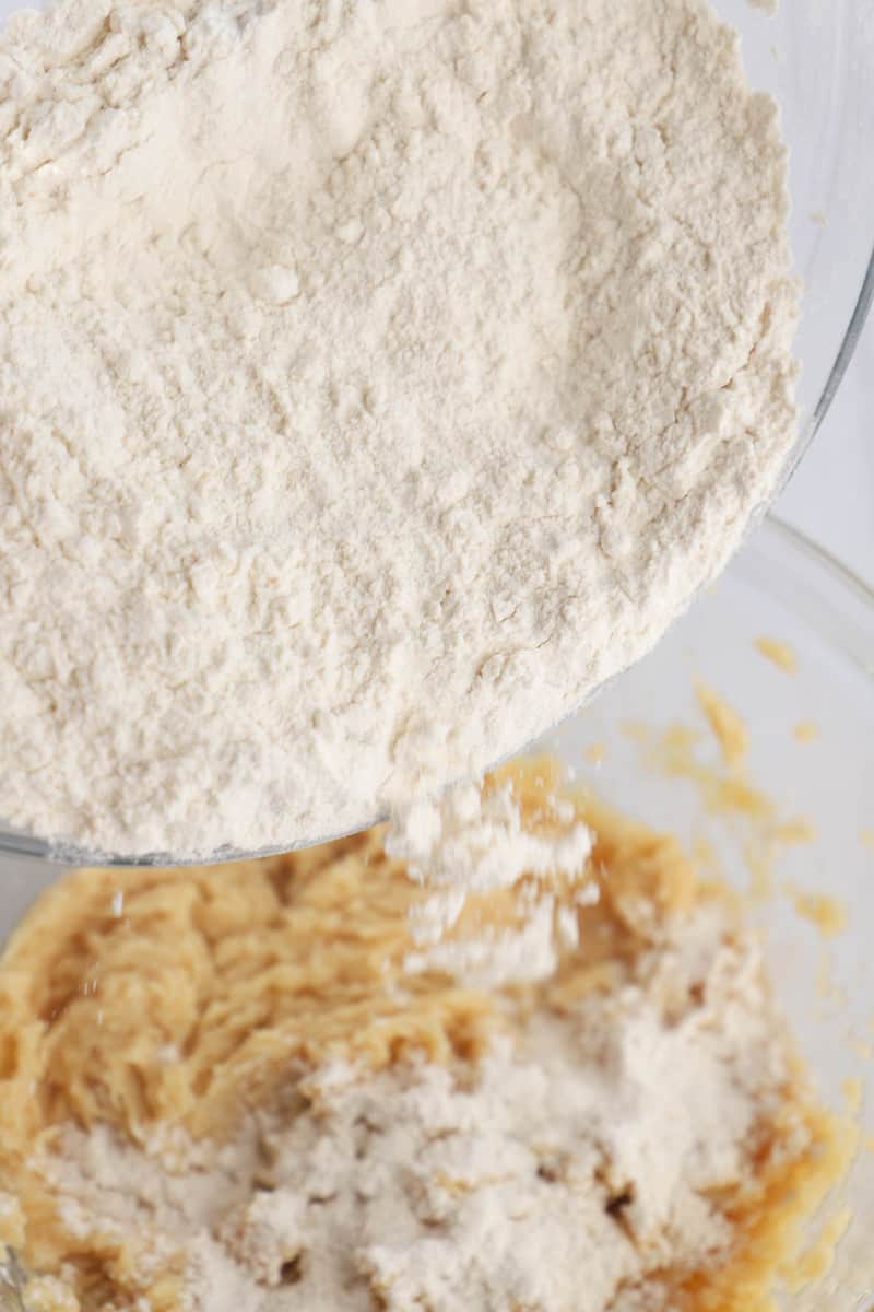 whisking dry ingredients together and then adding to the wet ingredients