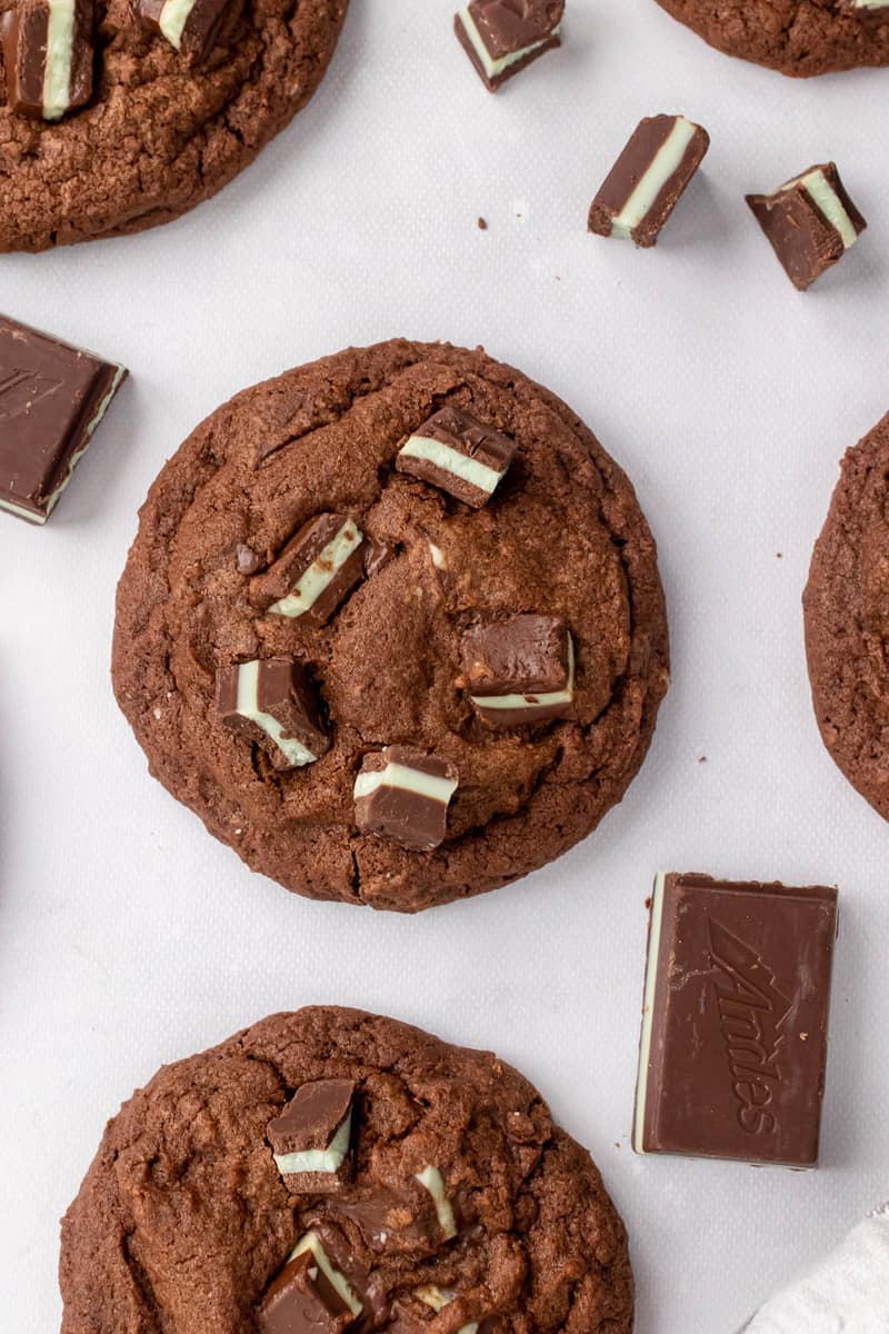 Mint Chocolate Andes Cookies close up