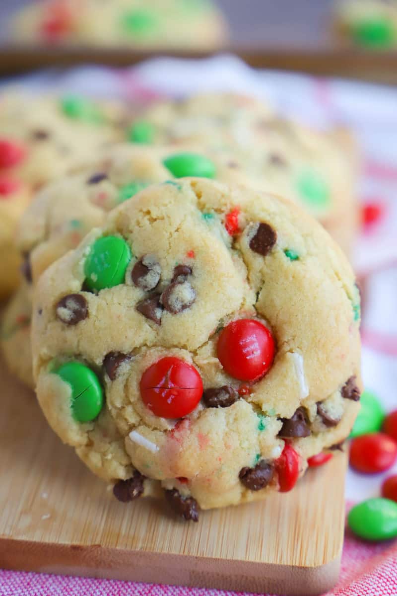 Santa cookie on wooden serving board