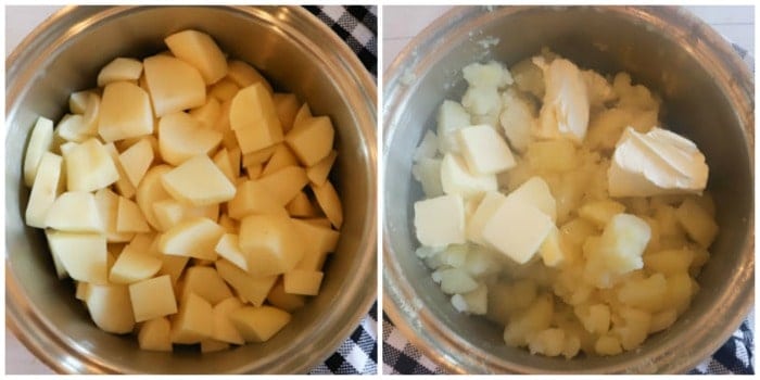 boiling potatoes then adding butter