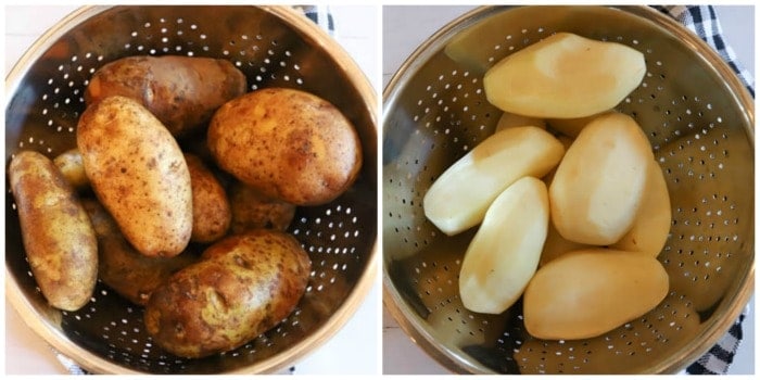 washing and peeling your potatoes