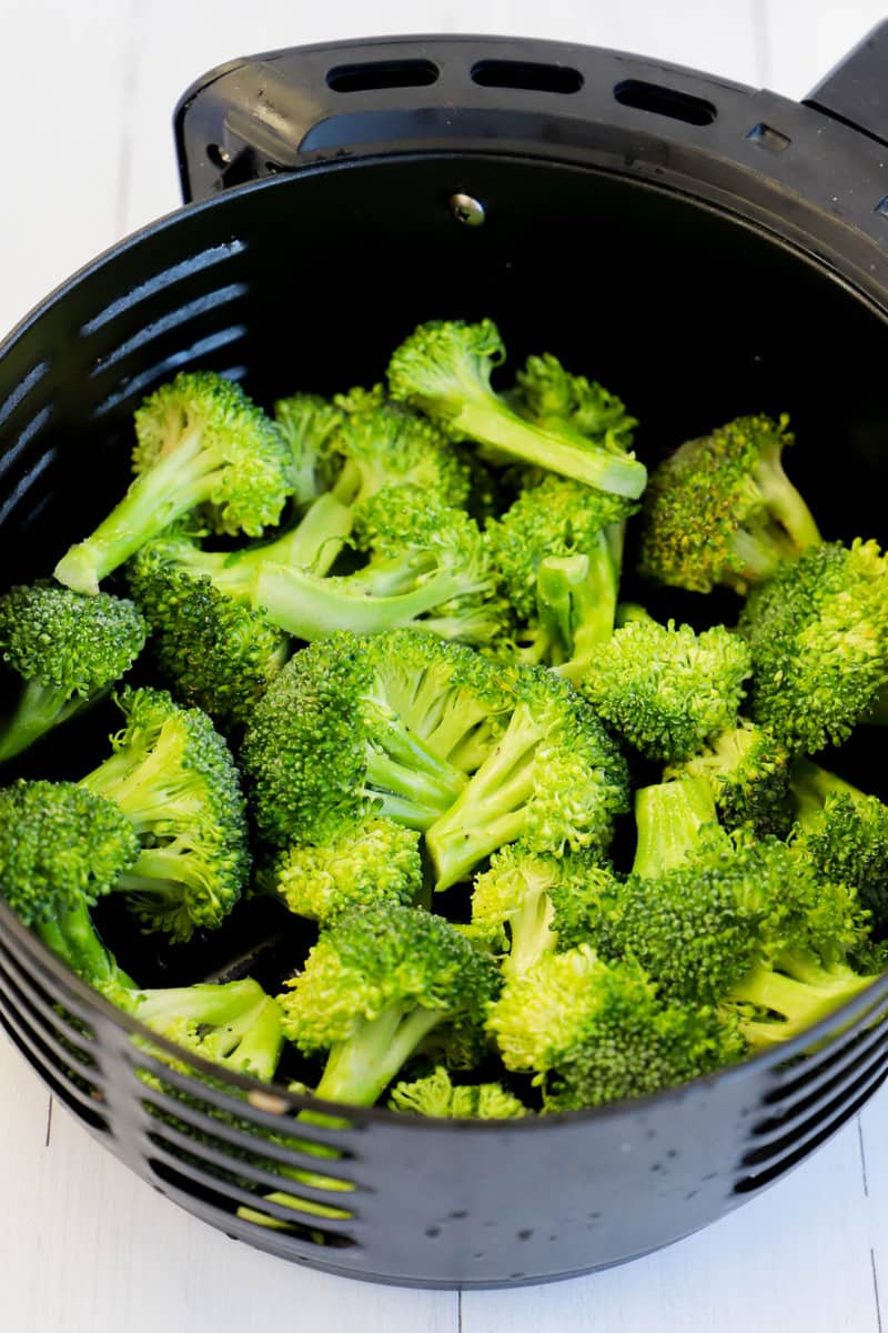 broccoli in the air fryer basket
