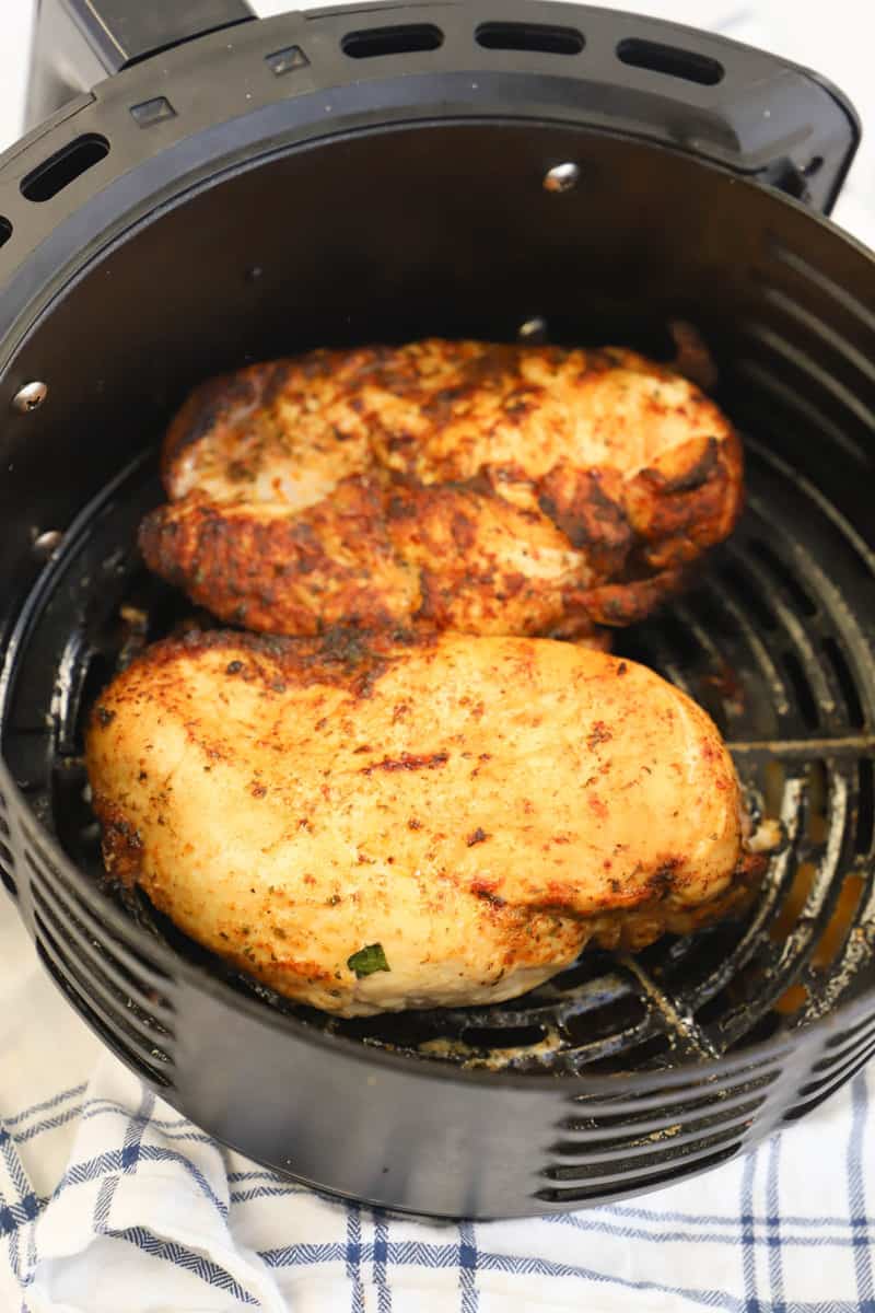 cooked chicken in an air fryer