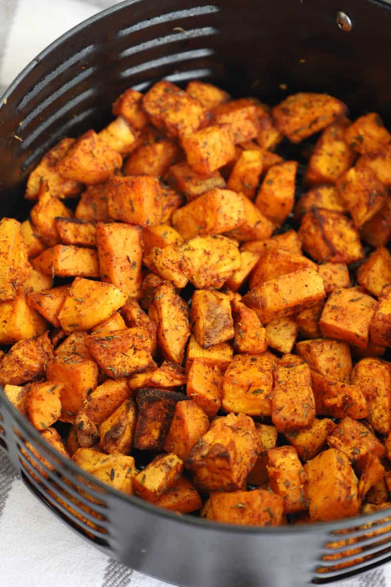 cooked sweet potatoes in air fryer