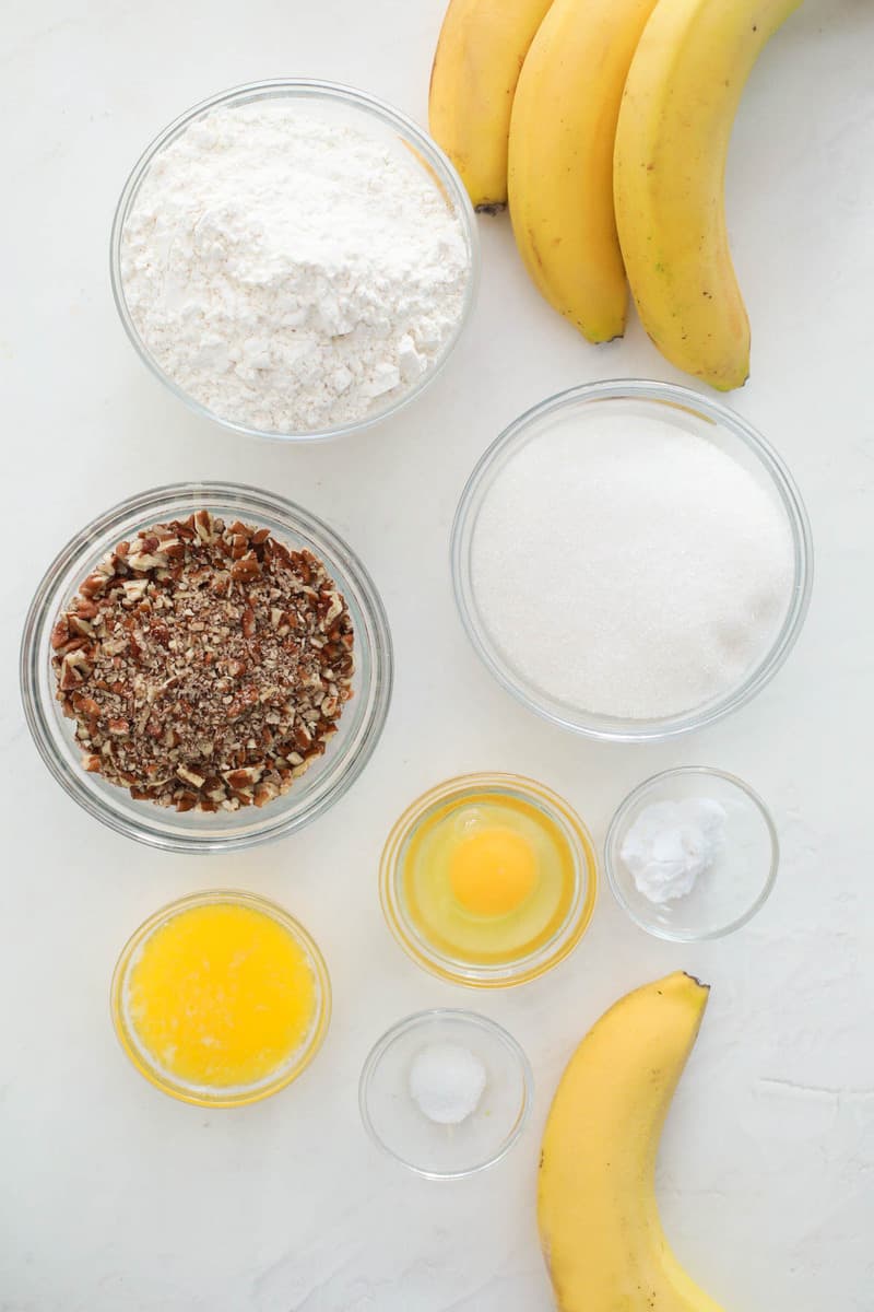 ingredients for banana nut bread