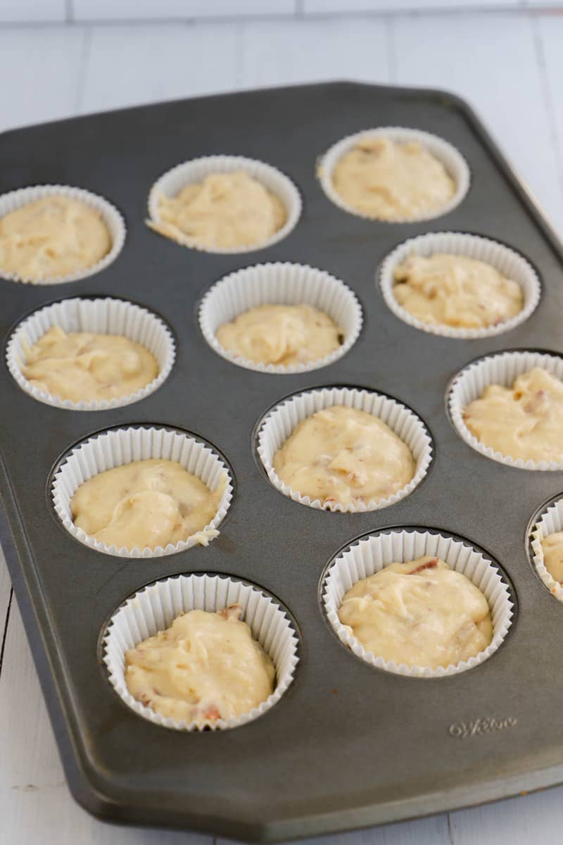 batter in the muffin pan before baking